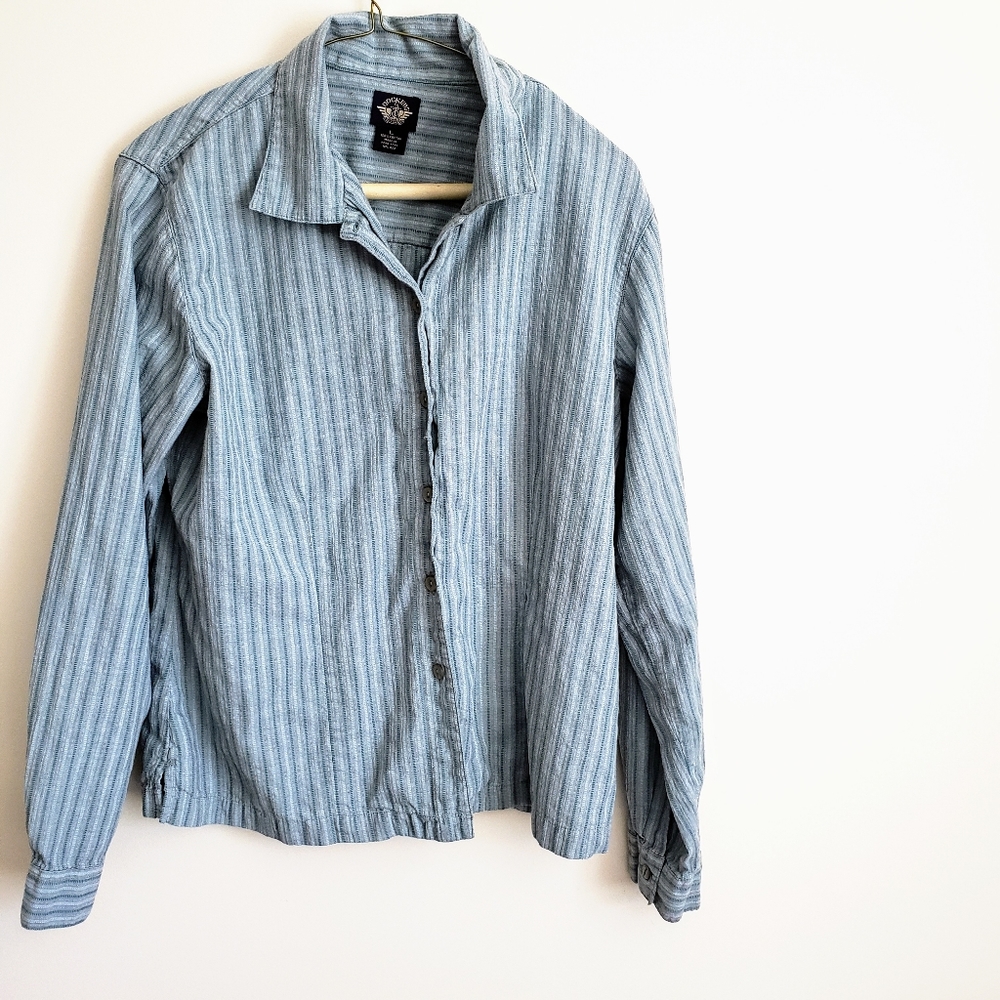 Dockers Womens Button Down Large Shirt Striped